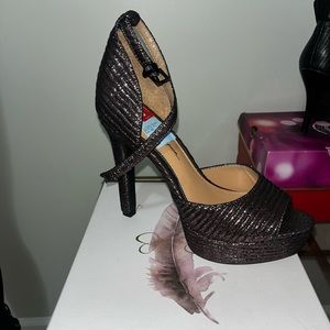 New metalic brown heel/ open toe